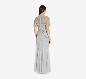 Hand-Beaded Long Gown With Godets In ...
